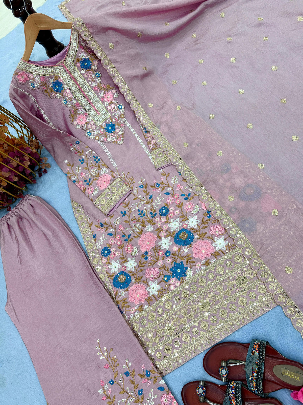 Chinon Silk with Embroidery