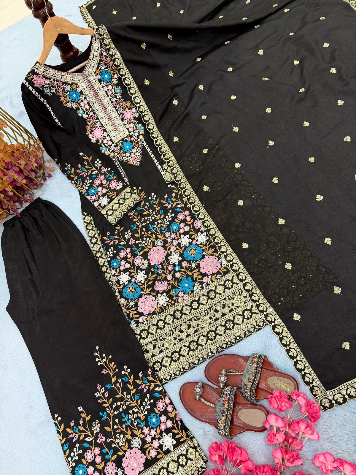 Chinon Silk with Embroidery